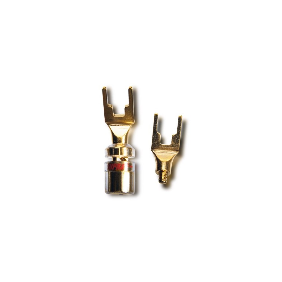 Conector cable altavoz Spade-Horquilla bañado en oro de 24K