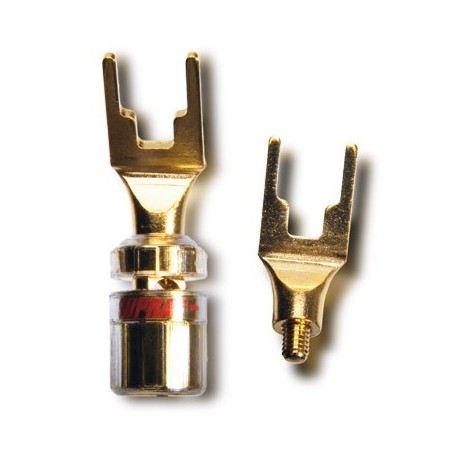 Conector cable altavoz Spade-Horquilla bañado en oro de 24K