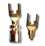 Conector cable altavoz Spade-Horquilla bañado en oro de 24K