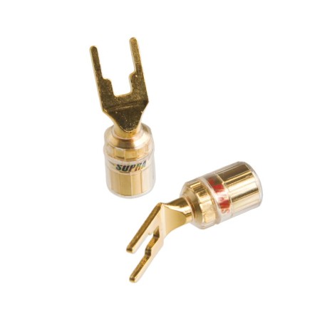 Conector cable altavoz Spade-Horquilla bañado en oro de 24K