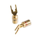 Conector cable altavoz Spade-Horquilla bañado en oro de 24K