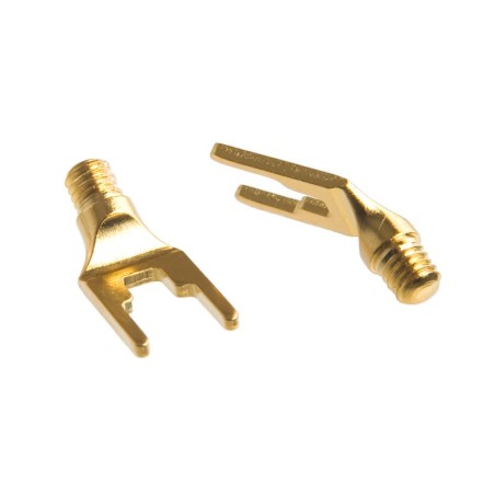 Conector cable altavoz Spade-Horquilla bañado en oro de 24K