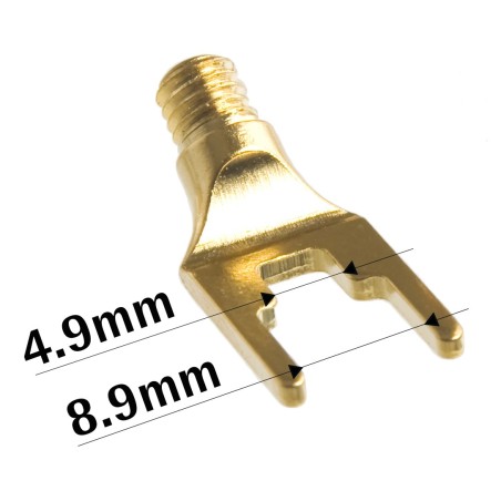 Conector cable altavoz Spade-Horquilla bañado en oro de 24K