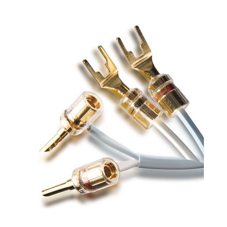 Conector cable altavoz Spade-Horquilla bañado en oro de 24K